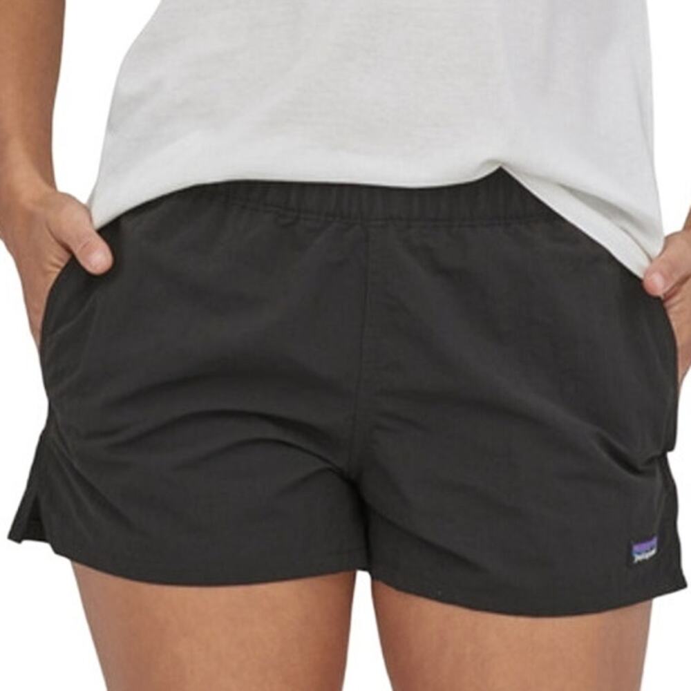 Patagonia Barely Baggies Shorts 2.5" Pull On Mid Rise Stretch Slit Black NWOT L